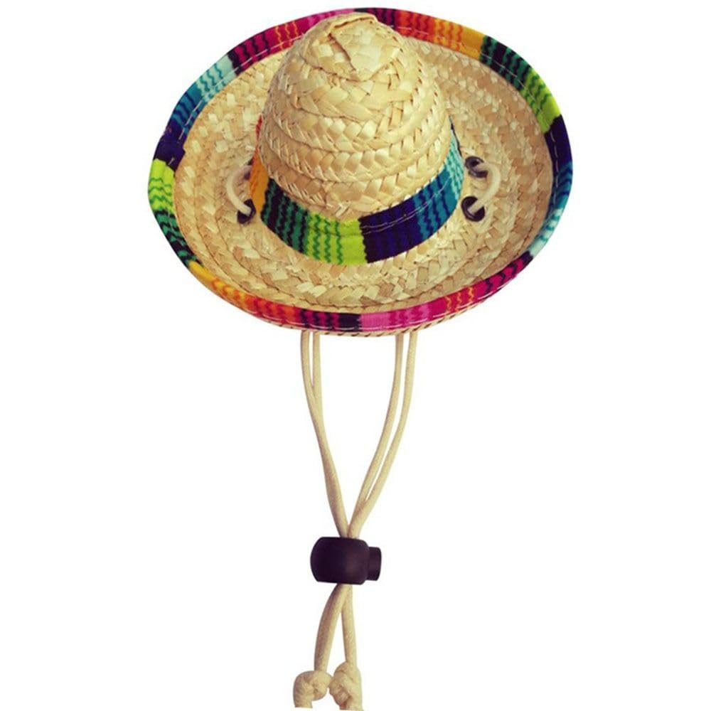 Cute Mini Puppy Dog Cat Sunflower Straw Hat Woven Sun Hat Cap Mexican Sombrero Pet Supplies Cute Costume