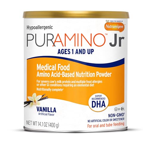 PurAmino Junior Hypoallergenic Toddler Drink, for Severe Food Allergies, Omega-3 DHA, Iron, Immune...