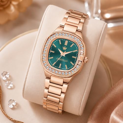 Image of CRESTELLO Brown /Rose Gold /Silver Plated Bracelet Analog Wrist Watch for Women (Brown /Rose Gold /Silver Dial) | 1 Year Warranty* | CR-JWL362-PT