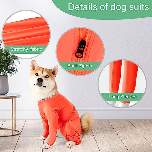 Image of Etdane Recovery Suit for Dogs Surgery Suit Female Spay Dog Surgical Recovery Suit Male Dog Onesie for Surgery Female Anti Licking Wounds Dog Shedding Suit Orange /X-Small