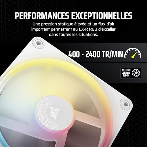 CORSAIR iCUE Link LX120-R RGB 120mm PWM Ventilateur Inversés – Kit Triple Ventilateur – Faible Bruit, CORSAIR Palier à Dôme Magnétique, Double Boucle Lumineuse, Vis QuikTurn™, Mode Zéro RPM – Blanc