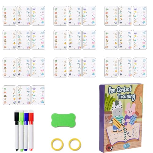 Povanjer Quaderno per esercizi di scrittura a mano, controllo della penna e libro di tracciamento,Quaderno cancellabile per esercitazioni prescolari | Quaderno di pratica prescolare, schede d