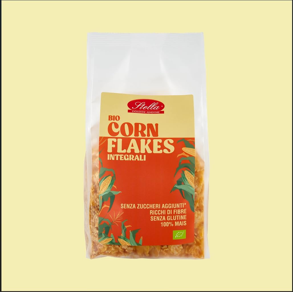Stella Corn Flakes Integrali BIO Senza Glutine - 8 confezioni da 300g - Senza Zuccheri Aggiunti, 100% Mais