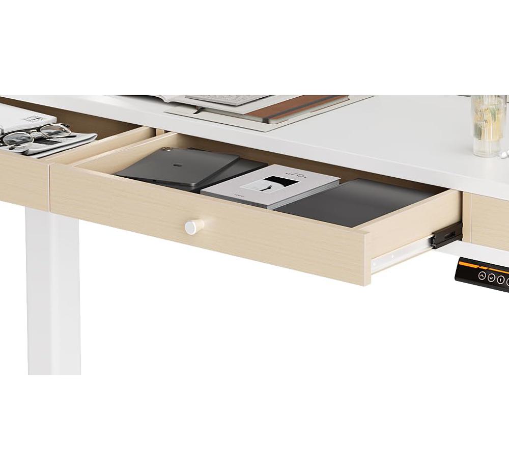 Standing Desk With Drawers, Height Adjustable Desk 55 X 24 Inch Stand Up Desk Electric Sit Stand Computer Desk For Home Office Natural - View #7
