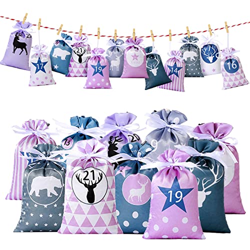 Calendario de Adviento 2022 para rellenar, calendario de adviento para rellenar niñas, bolsa pequeña reutilizable para fiesta de Navidad Cover
