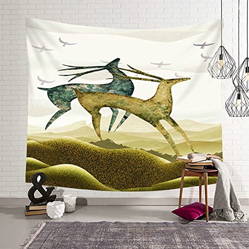 Tapiz de pared de ciervos en el campo para decorar tu salón con naturaleza, 150x150 cm