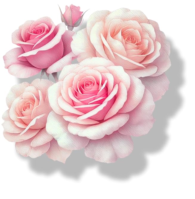 4x Pegatinas de vinilo con diseño de rosas rosa pálido que cubren marcas, no transparentes, impermeables, calcomanías de arte floral. 1 de 20 cm de alto, ideal para inodoros o coches. 3 de 7 cm de