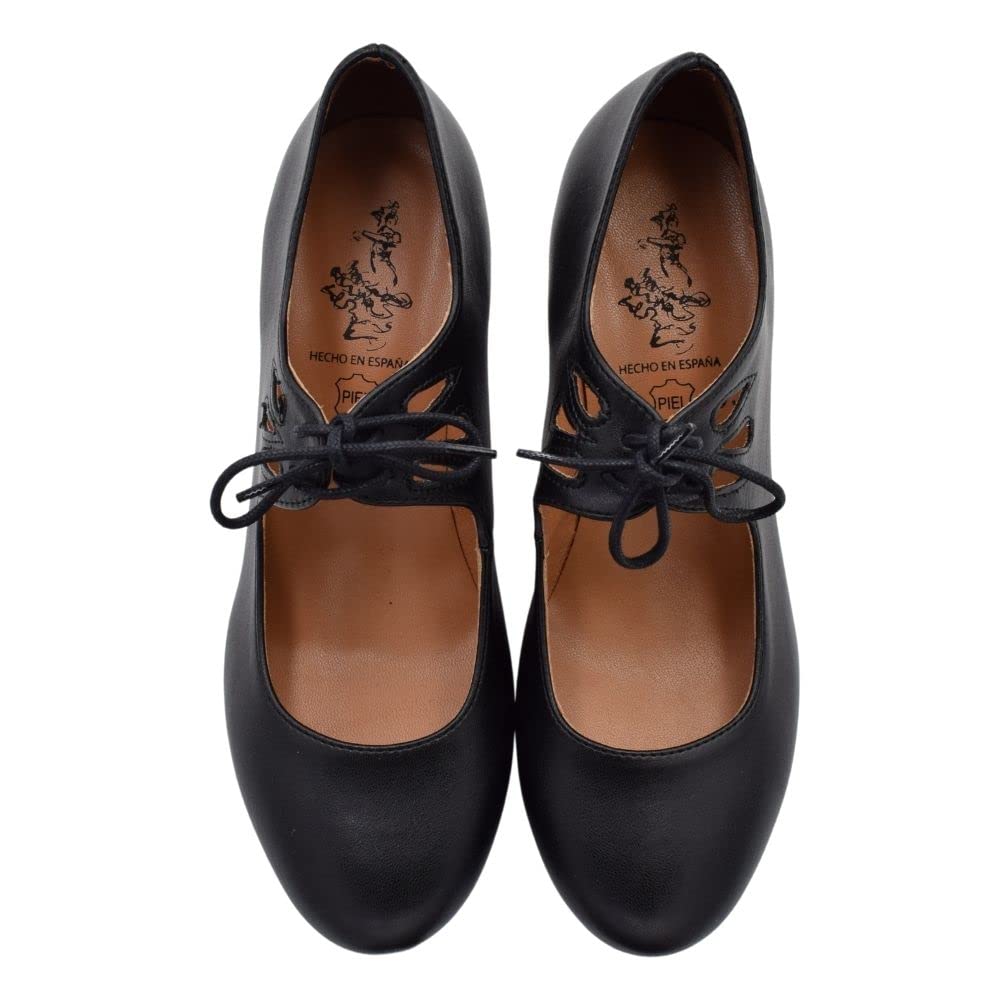 PASARELA - Zapatos de Baile Flamenco Napa Soft con Cordones para Mujer Sintético