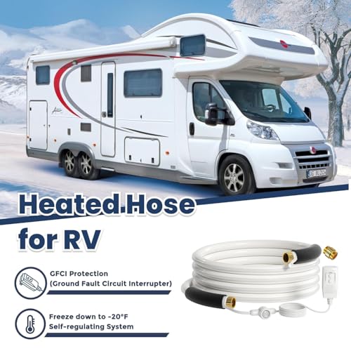 Image of Giraffe Tools 15FT Heated Water Hose for Drinking with GFCI & Energy Saving Thermostat, 5 /8-Inches Lead and BPA Free Heated Garden Hose Withstand Down to -20℉