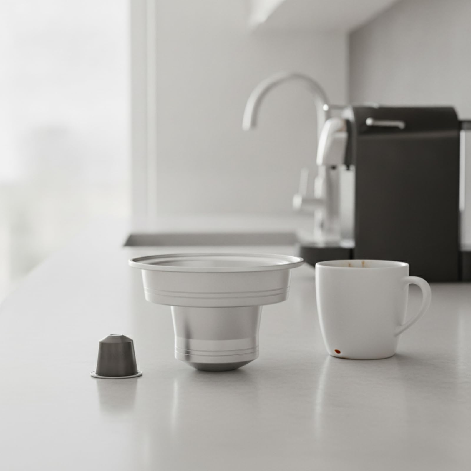 Adaptador de Cápsulas de Café para Cafetera Adaptador para Máquina de Bebidas Inserto de Cafetera Rígido Accesorio de Espresso Reemplazable Acero