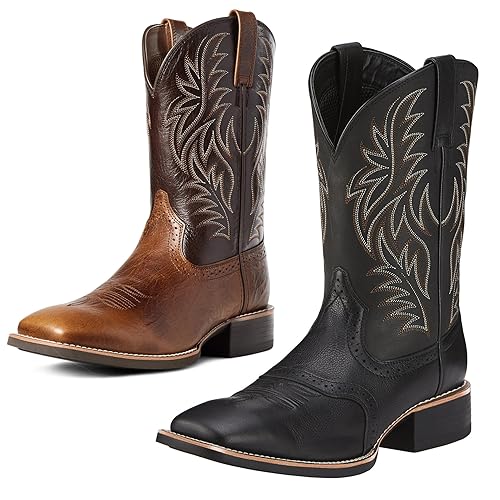 Generic Men's Classic Durable Square Toe Steel Toe Embroidered Western Rodeo Mid-Calf Cowboy Boots2