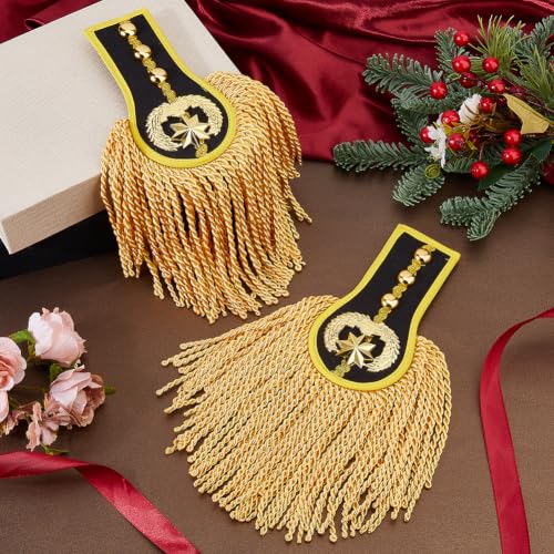 Image of SUPERFINDINGS 2 Pcs Shoulder Epaulettes Fashion Tassel Shoulder Badge Detachable Tassel Chain Punk Fringe Jewelry Pins Tassels Chain Shoulders Badge for Men Women Jacket Suit Cosplay,Blue