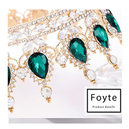 Image of Foyte Baroque Queen Crown and Tiaras Sparkly Rhinestone Wedding Crown Bride Tiaras Royal Princess Full Tiaras Headpieces for Women and Girls