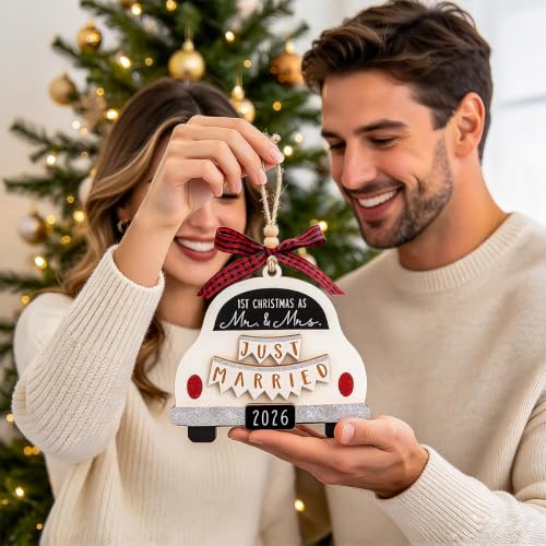 Our First Christmas Married Ornament 2026, Bridal Shower Gifts, Mr and Mrs | Newly Wed Gifts For The Couple, First Year Married Christmas Ornaments 2026, Wedding Ornament, Just Married, 1st - image 2