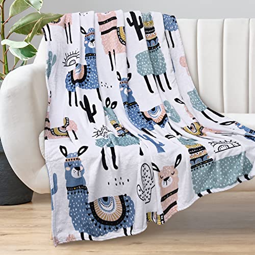 Rosielily Alpaca Llama Throw Blanket For Kids Women Adult, Warm Soft Fleece Flannel Microfiber Blanket, Lightweight Cozy Couch Bed Sofa Blankets Gifts For Girls, 60" X 80" Cute Llama Blanket #TOP2