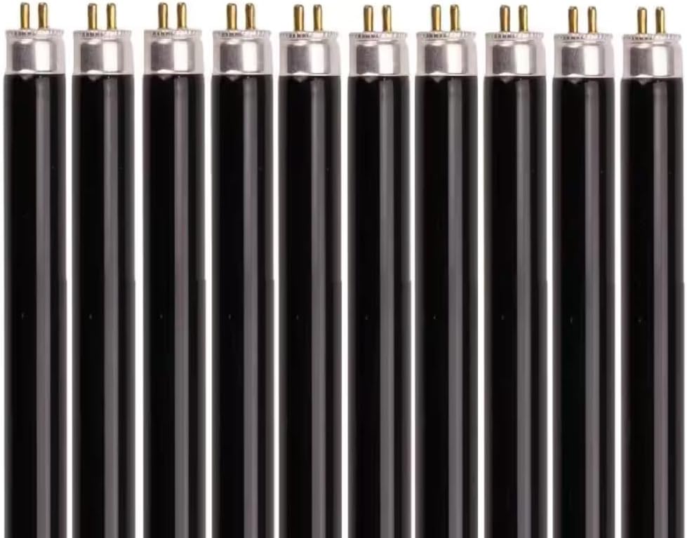 Pack of 10 F6T5/BL T5 Black Light Blue Linear Fluorescent Tube, Replacement Black Light Nightclub Bulb, Glow Parties Lamp, 6W, 9-inch, 365 Nanometer, G5 2-Pin Base, 6000hr, Rohs Compliant
