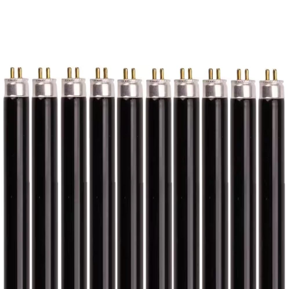 Pack of 10 F6T5/BL T5 Black Light Blue Linear Fluorescent Tube, Replacement Black Light Nightclub Bulb, Glow Parties Lamp, 6W, 9-inch, 365 Nanometer, G5 2-Pin Base, 6000hr, Rohs Compliant