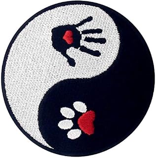 ZEGIN Dog And Human Ying Yang Patch Embroidered Applique Badge Iron On Sew On Emblem