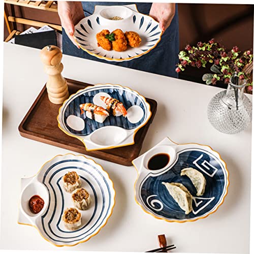 Plato para sushi en forma de concha de cerámica miniatura 3