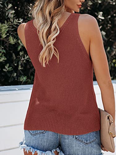 Image of Tutorutor Womens V Neck Sweater Tank Tops Summer Crochet Knit Vest Top | Sleeveless Cami, Loose Fit, Sweater Vest, Casual, Sexy, Fall Layer