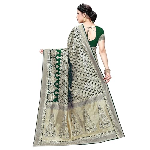 Buy Yashika Women's Trendy Banarasi Kanjivaram Green Color Art Silk - Image 5