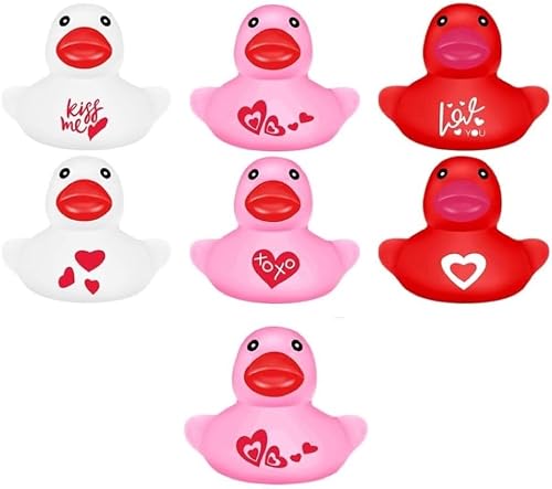 Toy Love Heart Rubber Duck - 4cm - 7 Piece