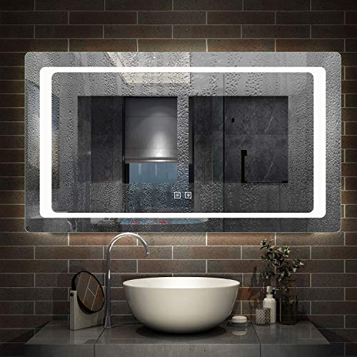 Xinyang 1200x700 Bathroom Mirrors with LED Lights,Demister Pad,Dual Touch Sensor Switch,Wall Mounted,IP44