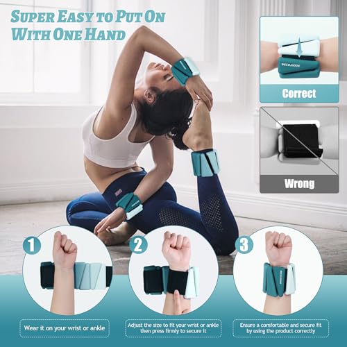 Image of BECOJADDE Ankle Weights for Women Wrist Weights Set of 2 (1 lb /2 lb Each) Adjustable Arm Leg Weight for Womens Men Suitable for Walking Swimming Running Pilates Yoga Gym