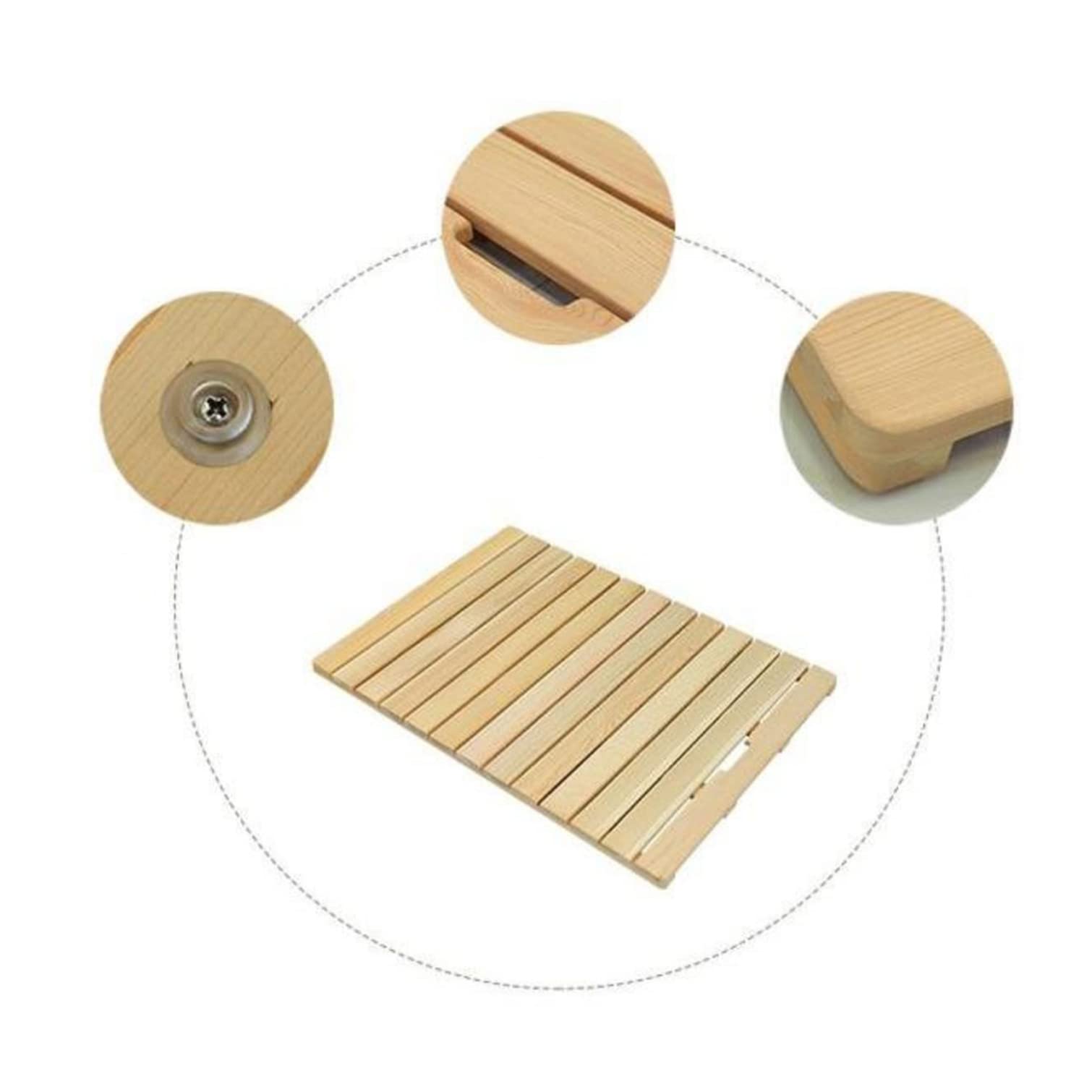 Tapis de Bain de Douche en Bois Naturel,Tapis Salle de Bain,Caillebotis Douche Bois,Antidérapant Sol Tapis,Tapis de Douche pour Intérieur ou Extérieur,Facile à Nettoyer (65 * 90cm,Light Color)