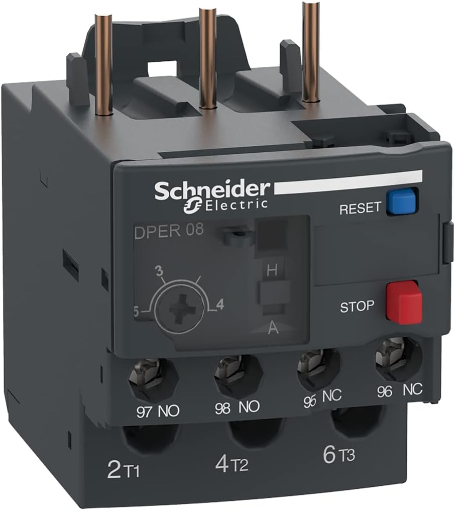 DPER08 Easy TeSys Thermal Overload Relay with Manual/Automatic Reset, Screw Clamp Terminals | Used with Air Conditioner, Heat Pump, HVAC, AC Compressor and More, 2.5-4Amps