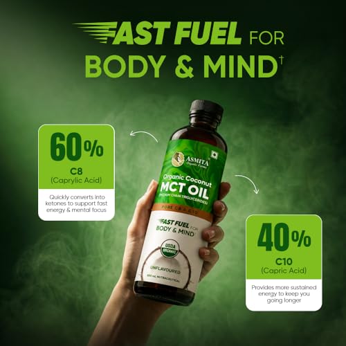 Image of MCT Oil 500ml | Pure C8 & C10 | Keto & Paleo Friendly | Organic | Sourced from Coconuts | Unflavored Oil that helps Supports Brain Function & Instant Energy | Pack of 1