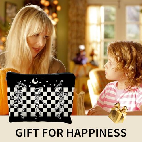 Halloween Makeup Bag,Gothic Makeup Bag,Halloween Spooky Gift for Woman,Goth Dancing Skeleton Cosmetic Bags-Unleash Your Spooky Creativity2