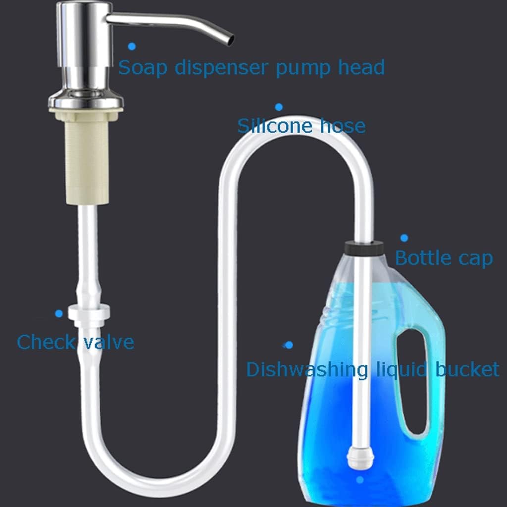 Extractor Press-Type Soap Dispenser Stainless Steel Soap Pump Dispenser with Silicone Tube Liquid Dispenser for Kitchen Sink Countertop Soap Pump (Color : Type D)