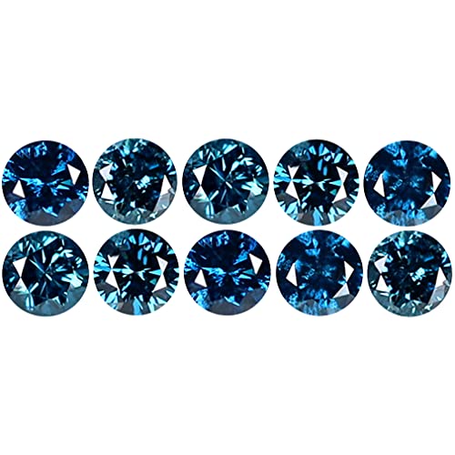Diamants bleus de 1,33 mm calibrés ronds lot de 10 pièces pour micro-sertissage