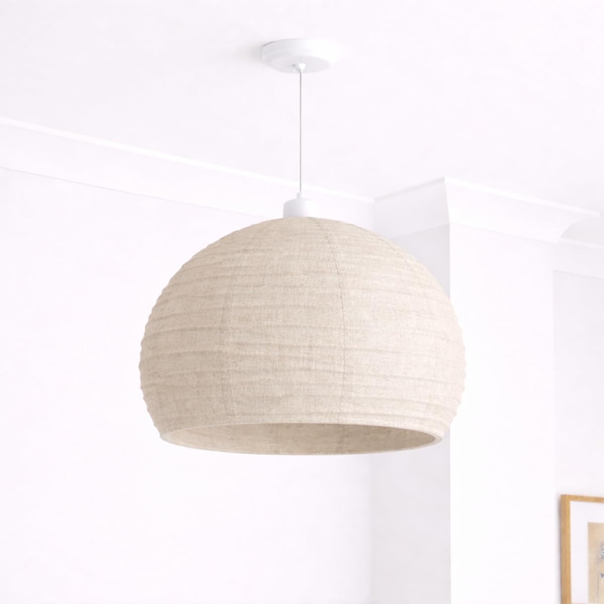 CGC Lighting Indoor Ceiling Lampshade Handmade Easy Fit Linen, Scandinavian Minimalist Style, Non Electrical (Oatmeal Round)