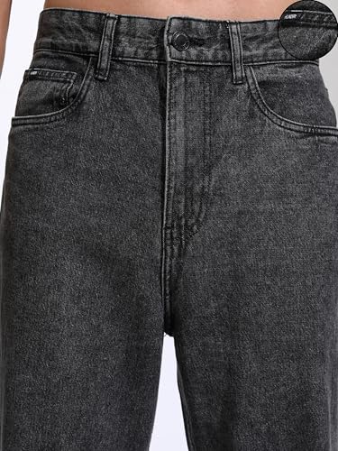 Image of Highlander Men's Loose Baggy Fit Jeans | Mid Rise | Cotton |Relaxed & Trendy | Oversized Silhouette for Comfort| Jeans for Man