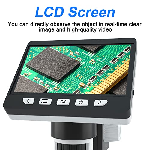 Cimelr Lcd Digital Microscope 4.3 Inch Handheld Usb Microscope 50X-1000X Magnification Pcb Coin Soldering Microscope Video Camera For Adults/Kids - 8 Led Lights, Sd Card Included,Windows Compatible #TOP2