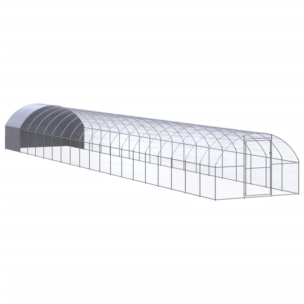 Pollaio per esterni in acciaio zincato, 3 x 20 x 2 m, con tetto in polietilene resistente alle intemperie, spazioso recinto per polli, anatre, piccoli animali, gabbia stabile con griglia