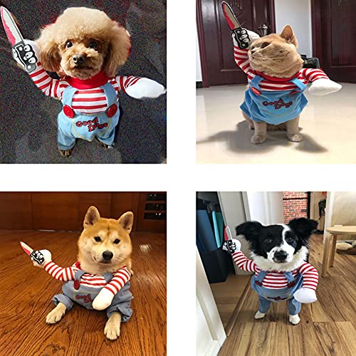 Halloween Kostüme für Hunde Katze, Deadly Doll Verkleidungen für Haustier, Hund Lustige Kostüme für Halloween, Weihnachten, Partys, Cosplay (S)