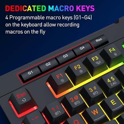 Image of Redragon S151 PRO 3-Mode Wilreess Gaming Keyboard & Mouse Combo, 104 Keys K525 RGB Membrane Keyboard and 10000 DPI M616 Gaming Mouse Bundle