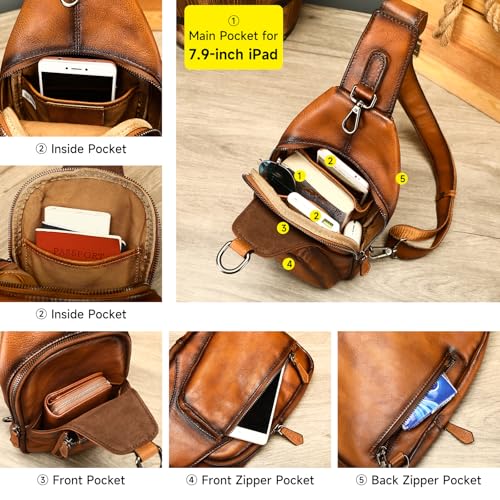 Womens Vintage Leather Sling Bag Crossbody Bag for Women with Metal Buckle, Adjustable Leather Shoulder Strap4