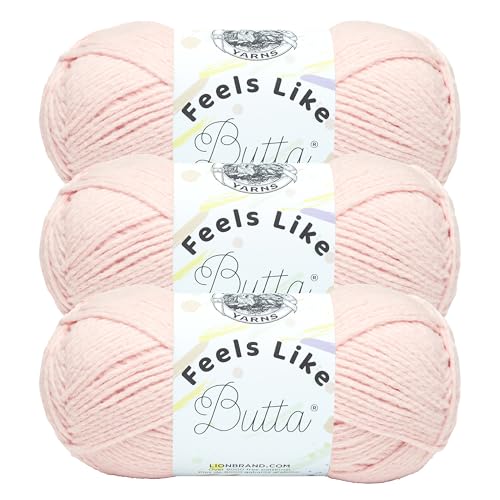 Image of Lion Brand Yarn Feels Like Butta Yarn, Velvety-Soft Yarn for Crocheting and Knitting, 3 Pack, Pink