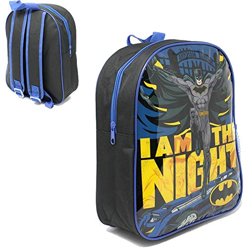 Mochila escolar oficial para niños y niñas con bolsillo lateral de malla. Negro batman