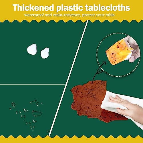Image of tujol Dark Green 6 Pack Plastic Table Cloth 54 inch x 108 inch, Disposable Tablecloths Rectangle Table Cover, Plastic Tablecloths for Parties
