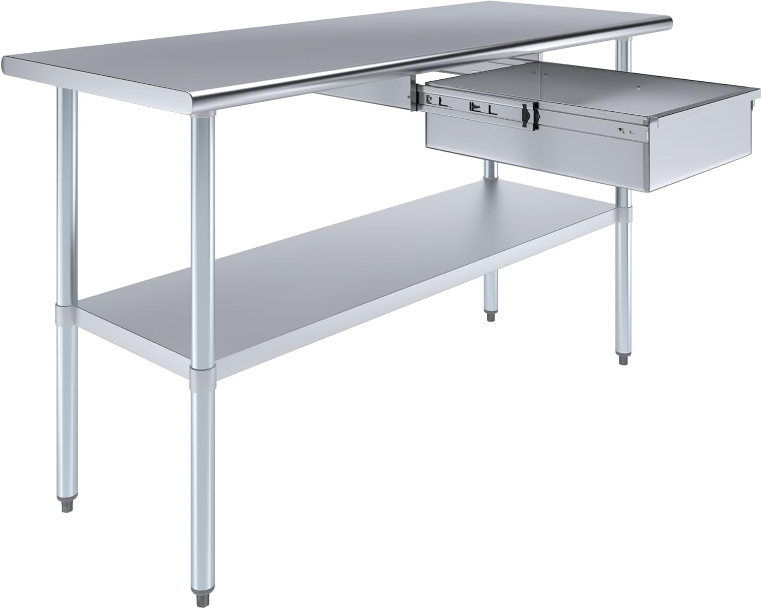 Express KitchQuip 60" x 24" Stainless Steel Work Table with Drawer – NSF Utility Bench for Kitchen, Garage, Laundry & Commercial Use | 430 SS Table +
