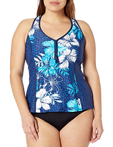 BEACH HOUSE WOMAN Women's Plus Size Racerback Tankini, Admiral, 18W