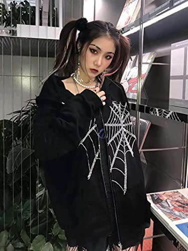 Citgeett Womens Y2K Goth Punk Hoodie Sweatshirt Hip Hop Hooded Jacket Print Coat Harajuku Zipper Top E-Girl Halloween thumb #4