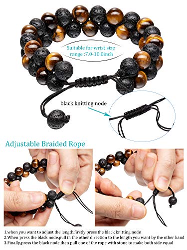 Tatuo 4 Pcs 8mm Natural Lava Rock Bracelet for Men Aromatherapy Essential Oil Diffuser Bracelet Stone Anxiety Beads Bracelets - Image 4