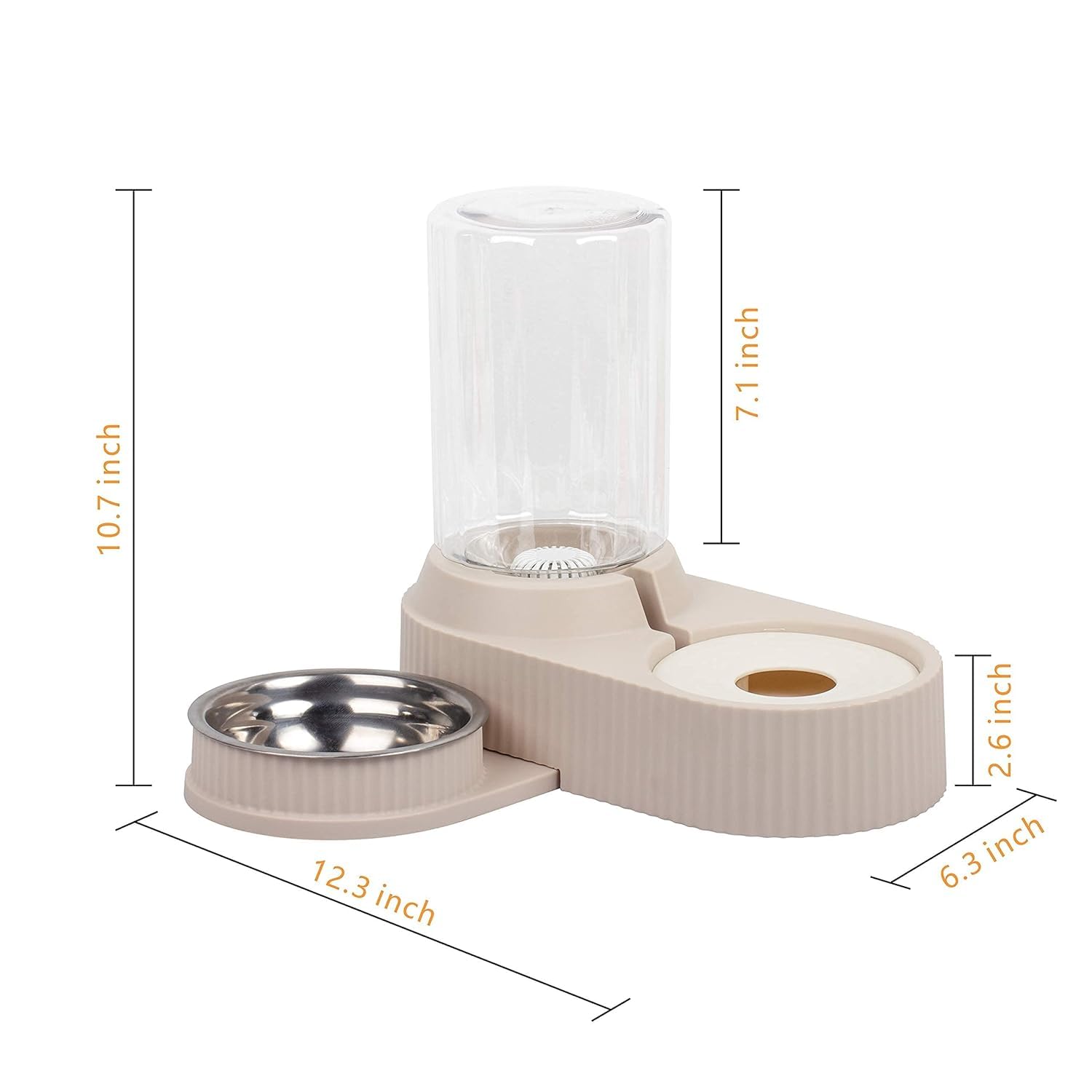 KRESHU Automatic Drinking Feeder Pet Bowl Stand | Double Pet Bowl Dog Water Pet Drinking Feeder Food and Water Bowls Stand Pet Beige Bowls 500g Solid Pattern Modern Style for Cats (1-Piece) 4