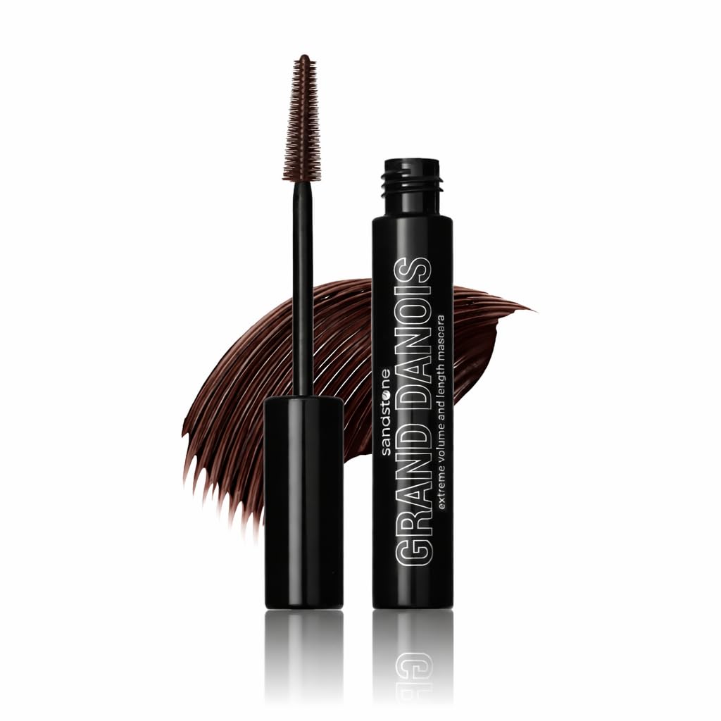 Sandstone Scandinavia Intensives Volumen Mascara Braun – Hypoallergene Wimperntusche für empfindliche Augen – Wischfest, parfümfrei & vegan